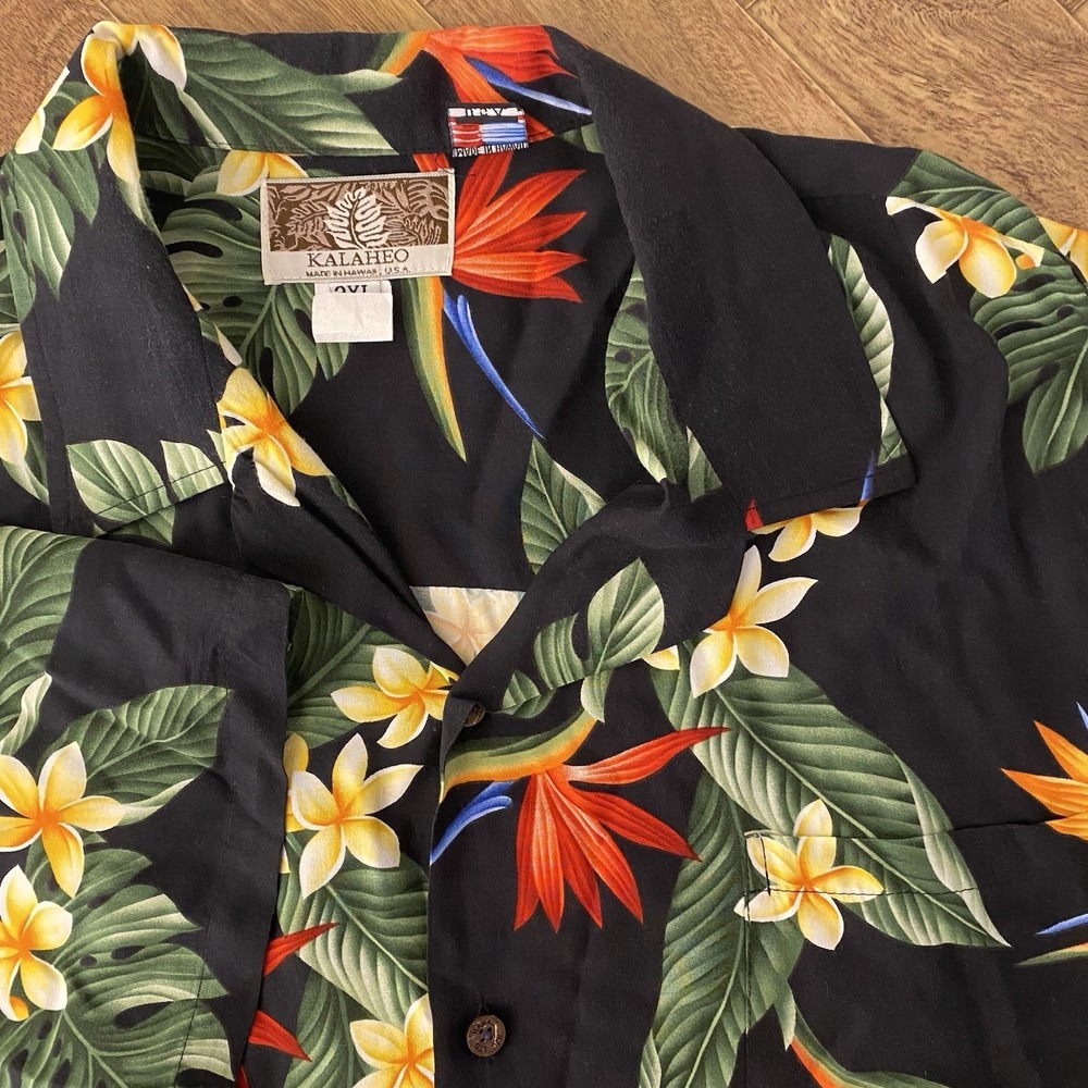 Vintage Kalaheo Hawaiian Shirt USA Made‎ Men's XXL Floral Button Down Cotton